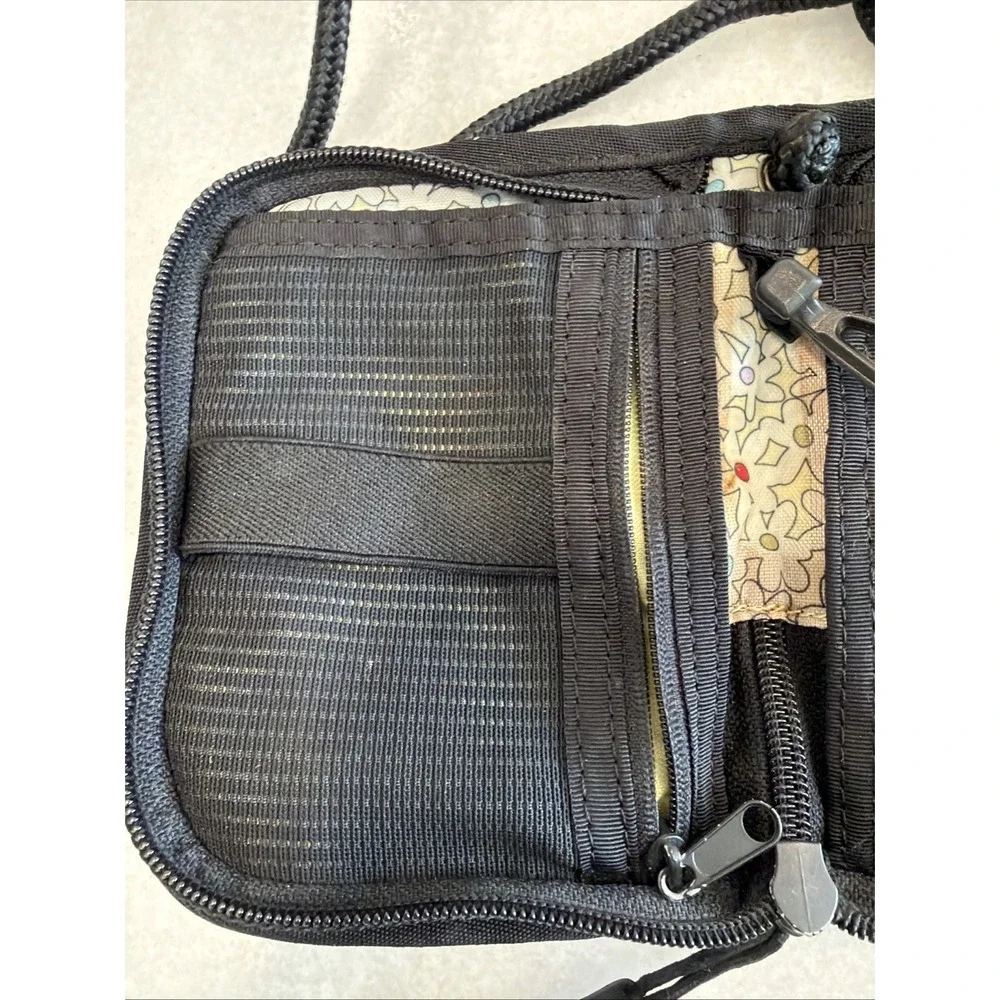 Sherpani Zoe Wallet Bag Zip Purse Canvas Black & White Small 6x4 Long‎ Strap